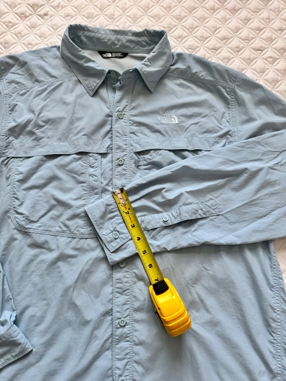 The North Face Light Blue Button-Down Long Sleeve Trail Fishing Shirt Size L